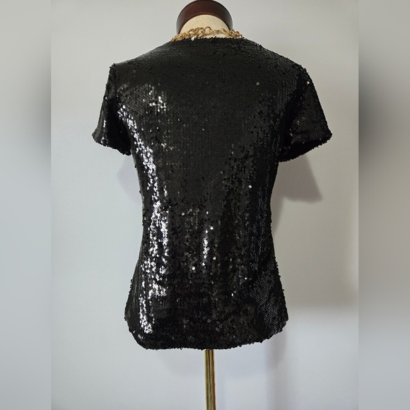 Dry Lake Black Sequin Short Sleeve Top. Size Small - Picture 6 of 12